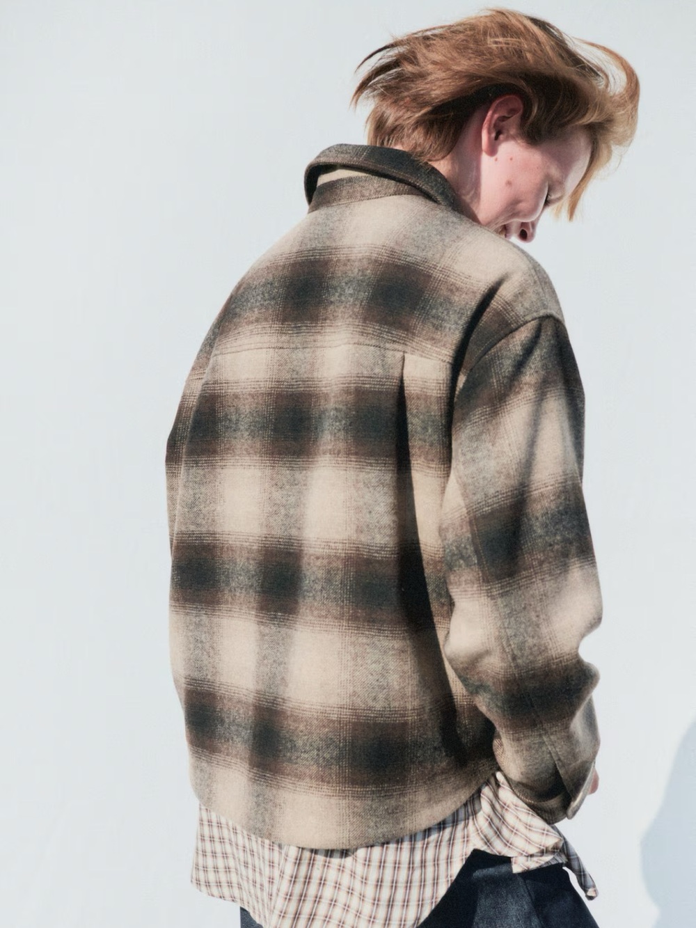 Plaid Shacket Jacket in Brown and Cream - Picture 5 of 6